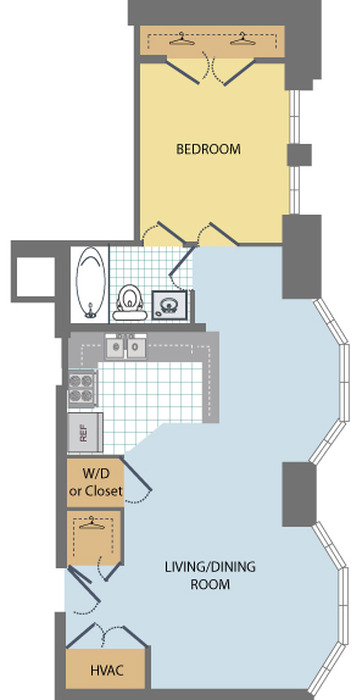 1-Bedroom-Osborn(1B) Floor Plan Image