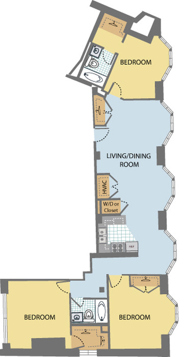 3-Bedroom-Osborn(3A) Floor Plan Image