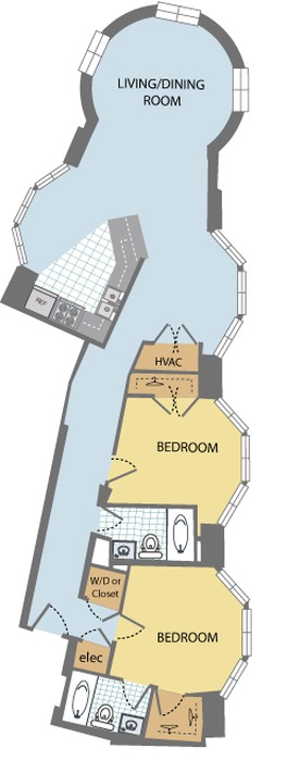 2-Bedroom-Osborn (2B) Floor Plan Image